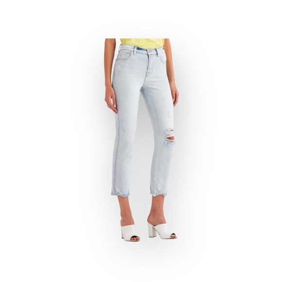 new 7 For All Mankind ® ㋛ Luxe Edie Destroy Rip Knee Crop Jeans ㋛ Vintage Cloud - Picture 14 of 16